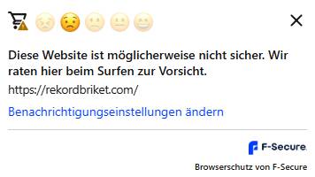 Fakeshop wurde vom Virenschutz F-Secure erkannt