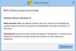 Fake-Virenmeldung: Ihr Windows System ist bechädigt
Foto: Andreas Krüger Fake-Virenmeldung: Ihr Windows System ist bechädigt